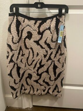 Sequin Pencil Skirt in Black and Cream